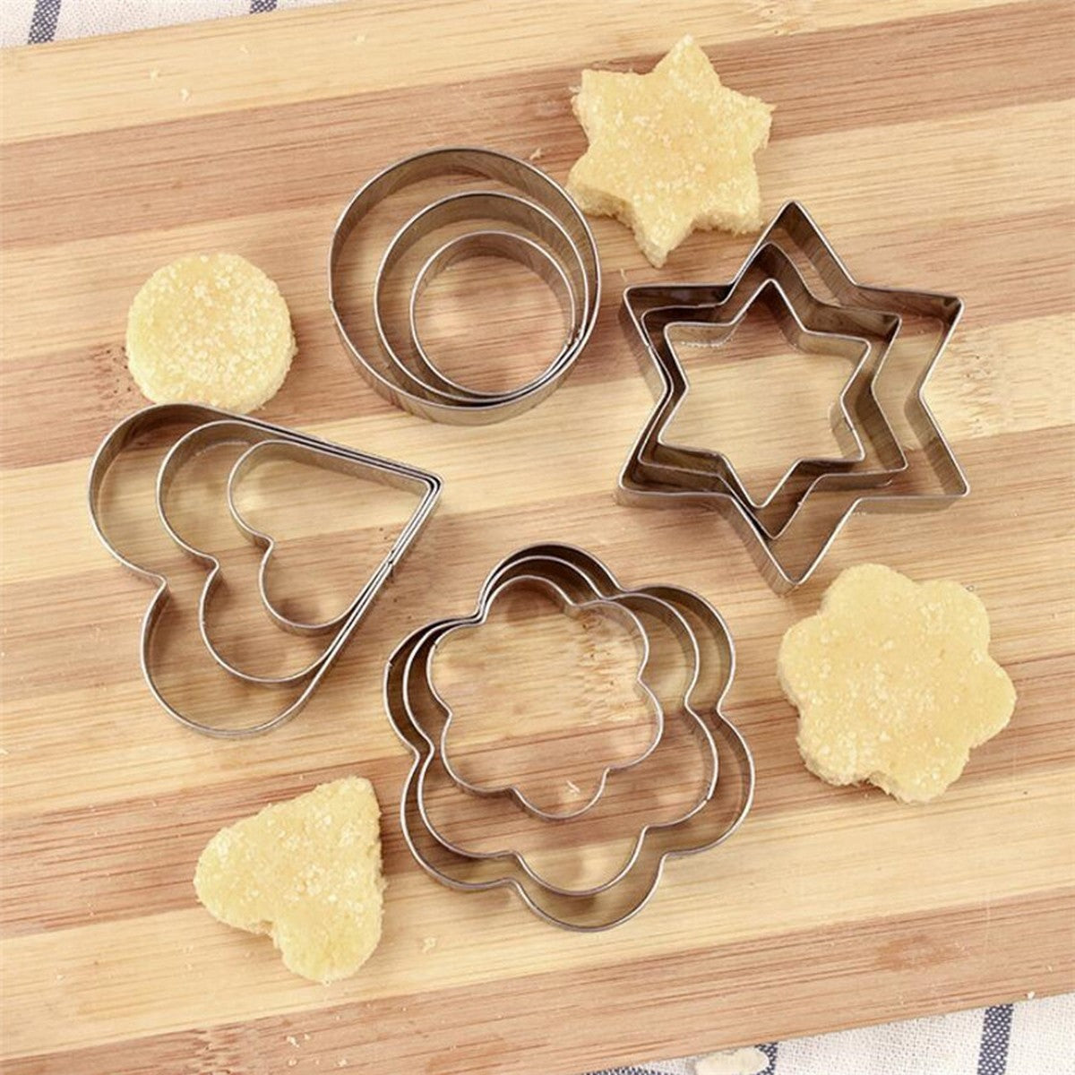 12 Pcs, Stainless Steel Cookie Cutter, Diy, Cookie Cutter, Star, Heart, Cutter, Baking Dish, New Cake Tool