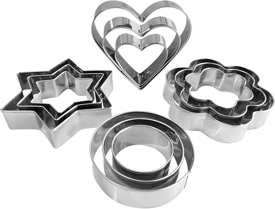 12 Pcs, Stainless Steel Cookie Cutter, Diy, Cookie Cutter, Star, Heart, Cutter, Baking Dish, New Cake Tool