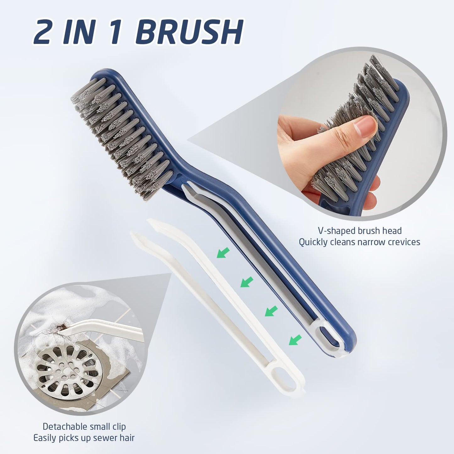 2 In 1 Floor Seam Brush, Multi Functional Bathroom Cleaning Brush & Clip Hair Suitable For Toilet, Kitchen, Bathroom (random Color)