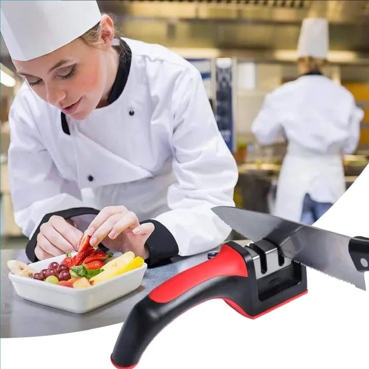 3-in-1 Knife Sharpener With Fruit And Meat Knife Peeler 3-stage Diamond Coated Knife Sharpener,kitchen Helper Three-piece Knife Sharpener Set With A Knife Ceramic Peeler