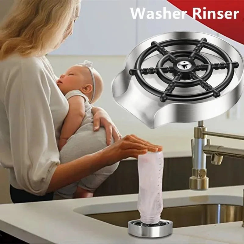 Glass Washer – Glass Washer For Kitchen – Glass Rinser Cup Bottle Washer Cleaner For Kitchen Sinks, Kitchen Sink Accessories Attachment Stainless