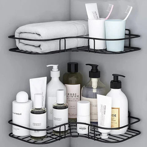 Metal Corner Rack For Bathroom & Kitchen | Bathroom Metal Shelf Organizer | Storage Rack Corner Frame Shampoo Storage Holder | Wall Mount Bathroom Accessories