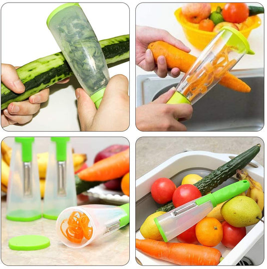 Multifunctional Storage Peeler With Trash Can Fruit Vegetable