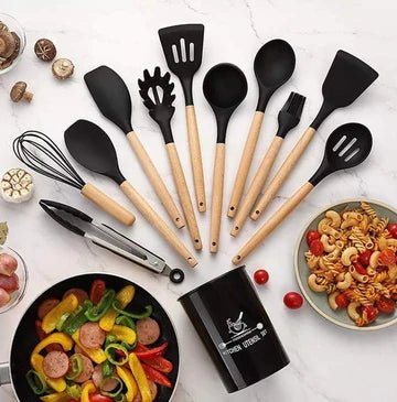 Utensils Spoon (12pc) Setkitchenware Cooking Utensils Set Heat Resistant Kitchen Non-stick Cooking Utensils (red Color)