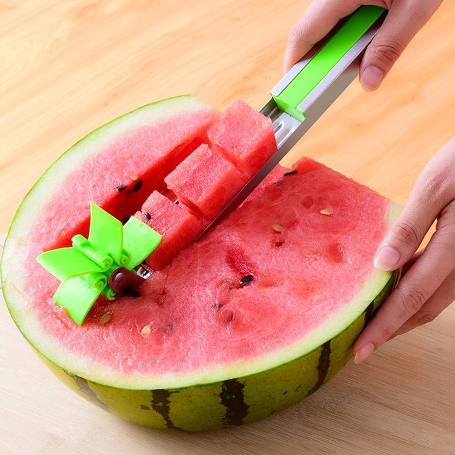 Windmill Watermelon Cube Cutter | Watermelon Slicer Cutter, Stainless Steel Watermelon Cutter Wheel Fruit Knife Melon Knife Corer Kitchen Gadgets, Practical Tool For Fruit Vegetable Salad