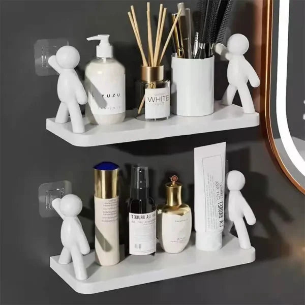 Multifunctional Self Adhesive Creative Character Shelves Bathroom Wall Mounted Shelf